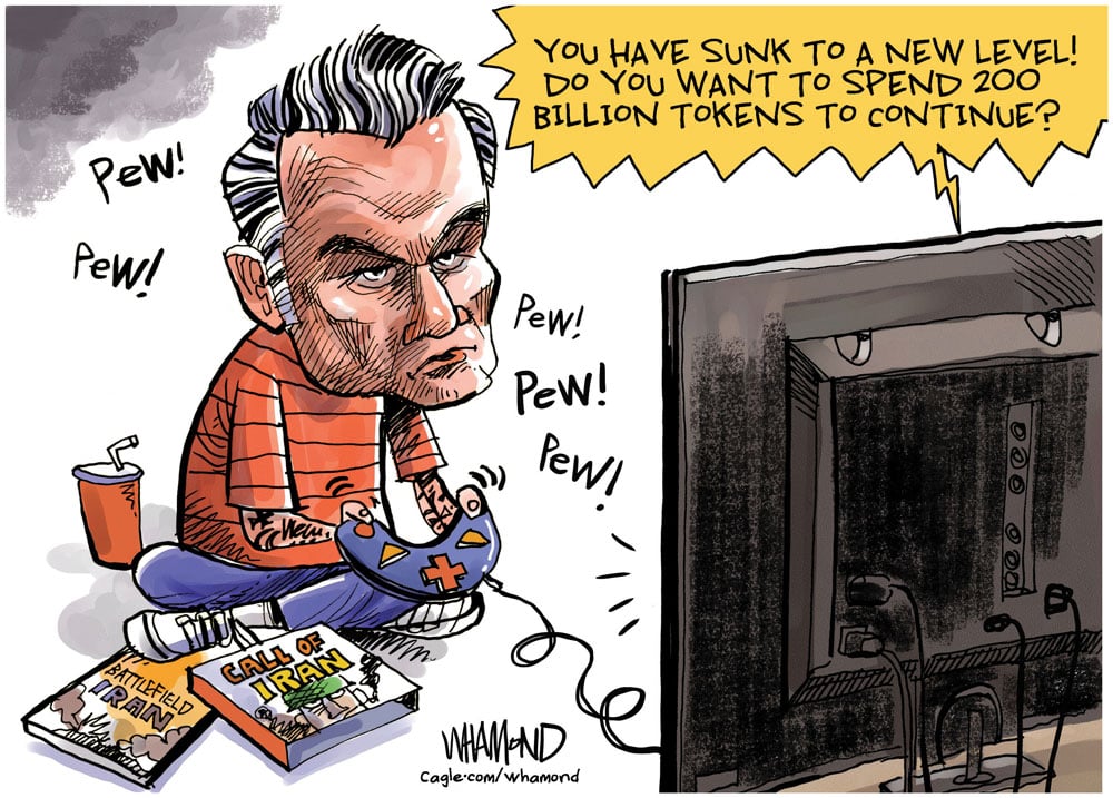 Treating real war like a video game by Dave Whamond, Canada, PoliticalCartoons.com