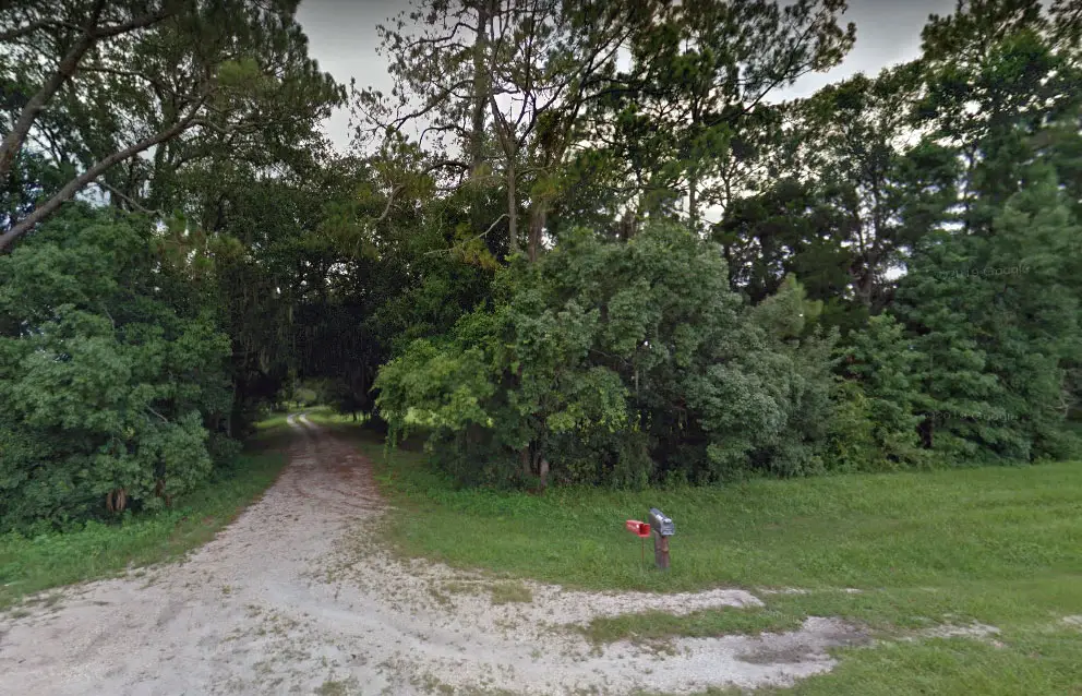The driveway to Mark Heinemann's home off an isolated stretch of State Road 11.