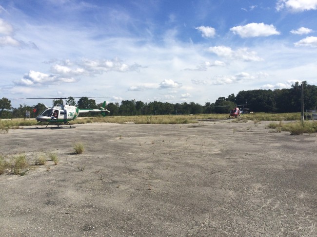 Two of the helicopters that took part in the search. Click on the image for larger view. (c FlaglerLive)