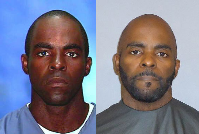 Henry Holmes Jr. in his Florida Department of Corrections days a decade ago (left) and his current picture from the Flagler County jail. 