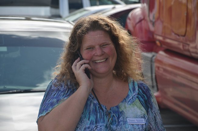 An unsung hero of the last two weeks: Suzy Gamblain of Flagler County Volunteer Services, who mobilized an army of volunteers during the Hurricane Matthew emergency. (© FlaglerLive)