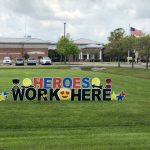 A sign declaring “HEROES WORK HERE” decorates the lawn of St. James Parish Hospital, a 25-bed rural hospital located about 45 minutes from New Orleans, a pandemic hot spot. (Courtesy of St. James Parish Hospital)