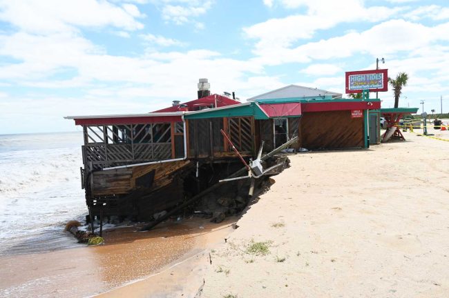 High Tides at Snack Jack had sustained some damage and was bordered by a cliff. (© FlaglerLive)