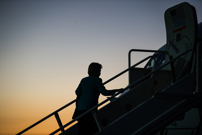 She's not the Democrats' only frequent flier toward sunset. (Hillary for America)