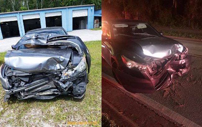 Tiffany A. Fugit's Honda Accord was unrecognizable after a head-on, hit-and-run crash on Palm Harbor Parkway. 