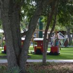 The three boys, likely seeking a familiar place, drove the car into Holland Park after spotting a sheriff's patrol car nearby. (© FlaglerLive)