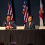 Ron and Casey DeSantis in Brandon on May 14, 2025. (Photo by Mitch Perry/Florida Phoenix)