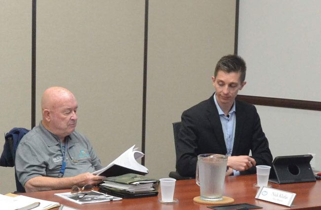 Palm Coast Council members Jack Howell, left, and Nick Klufas. (© FlaglerLive)