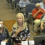Linda Lester, a member of the Flagler Humane Society board, startled county and city officials with her rebukes before walking them back at a workshop this week. (© FlaglerLive via Flagler County YouTube)