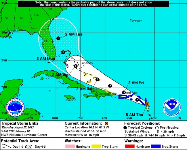 hurricane erika path