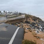 Hurricane Nicole's calling card along State Road A1A in Flagler Beach in 2022. (© FlaglerLive)