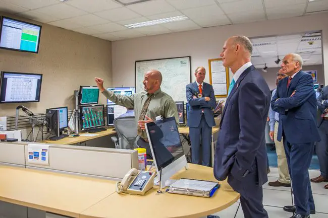 Gov. Rick Scott with U.S. Department of Homeland Security Secretary John Kelly today at the National Hurricane Center in Miami. 