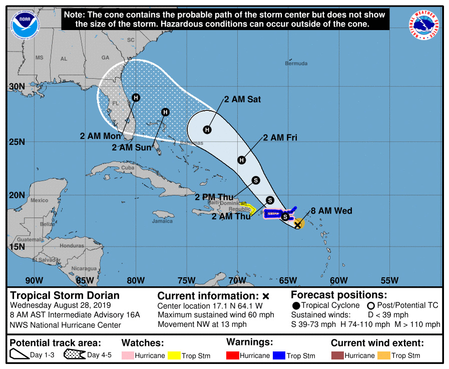 Tropical Storm Dorian Set to Become Cat 2 Hurricane, Now Heading For ...