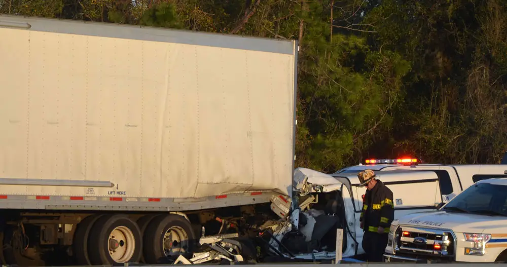 The crash that took the life of the pick-up driver was the fourth in the span of four hours in a four-mile stretch of I-95 in Palm Coast this afternoon. (© FlaglerLive)