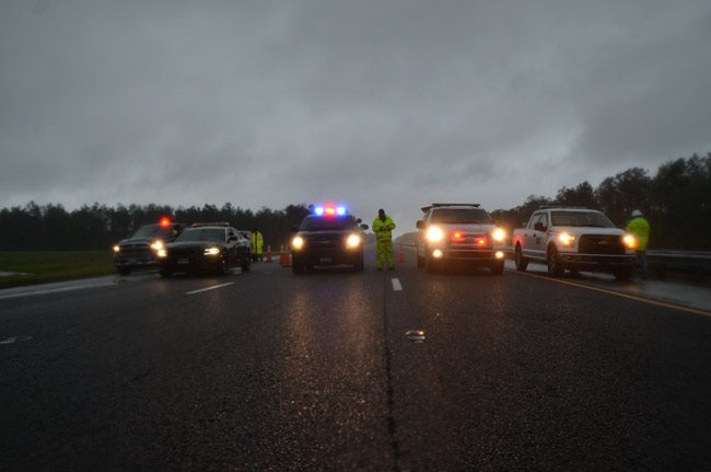 Authorities shut down I-95 southbound early this morning as a man was stabbing himself in his pick-up truck, between Palm Coast Parkway and State Road 100. (© FlaglerLive, file photo)