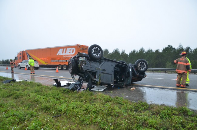 The SUV involved in the two-vehicle wreck on I-95 Monday afternoon. Click on the image for larger view. (© FlaglerLive)