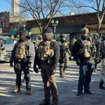 Masked federal agents on the scene near where a federal officer shot a Minnesotan for the third time in as many weeks. (Photo by Madison McVan/Minnesota Reformer)