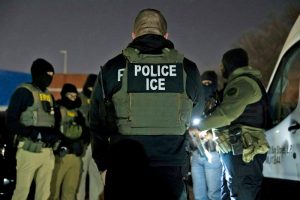U.S. Immigration and Customs Enforcement officers gather for a briefing before an enforcement operation on Jan. 27, 2025, in Silver Spring, Md.