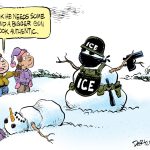ICE Snowman Needs Blood and Bigger Gun for Authenticity by Daryl Cagle, CagleCartoons.com