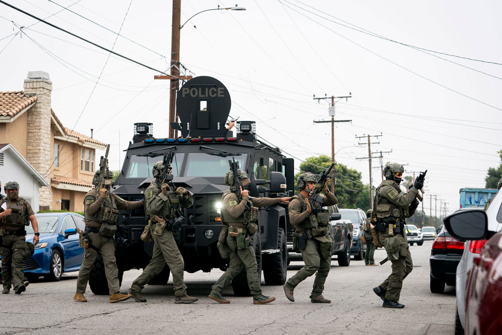 ICE storm troopers in a so-called Removal Operations in Los Angeles in June. (Wikimedia Commons)