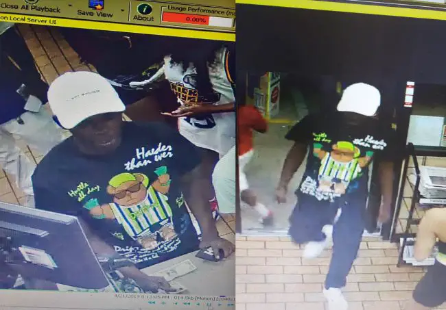 The Flagler County Sheriff's Office is looking for the man above, seen here at the Circle K in Bunnell, in connection with a shooting there Sunday night. Click on the image for larger view. 