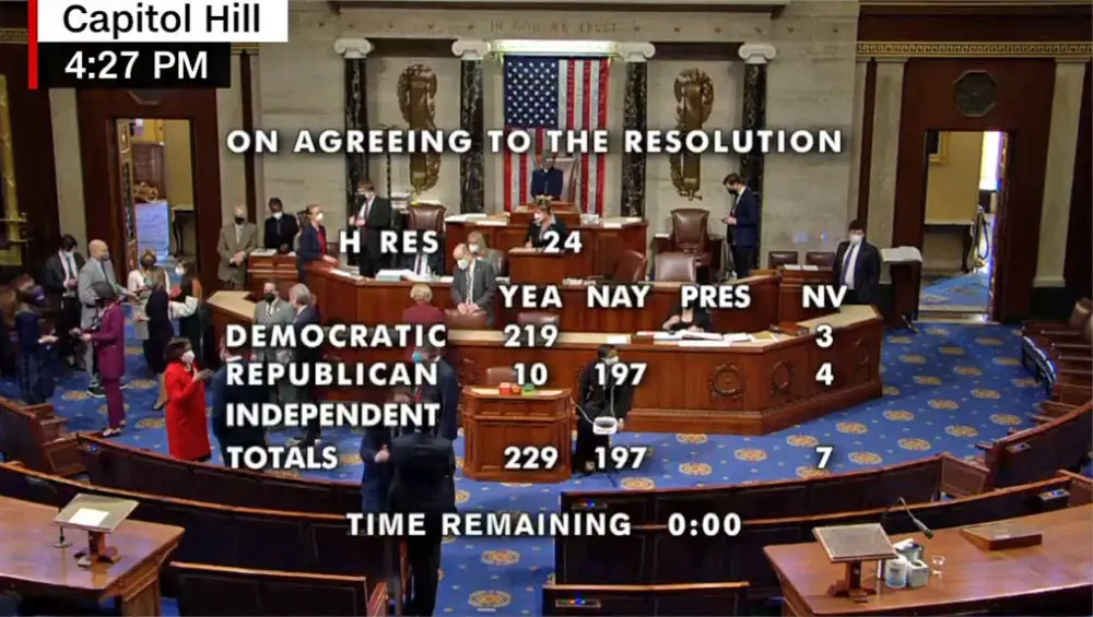 The vote this afternoon., in a still from the House's video feed. 