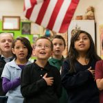 Courts have held that reciting the pledge in schools is constitutional.