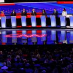 In the 2020 presidential primaries, the Democrats began the season with 28 candidates. By July 31, 2019, at a debate in Detroit, there were 10 candidates. (AP Photo/Paul Sancya)