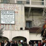 The Teo Kali, an Aztec cultural group, participates in a sunrise “Unthanksgiving Day” ceremony with Native Americans on Nov. 24, 2005, on Alcatraz Island.