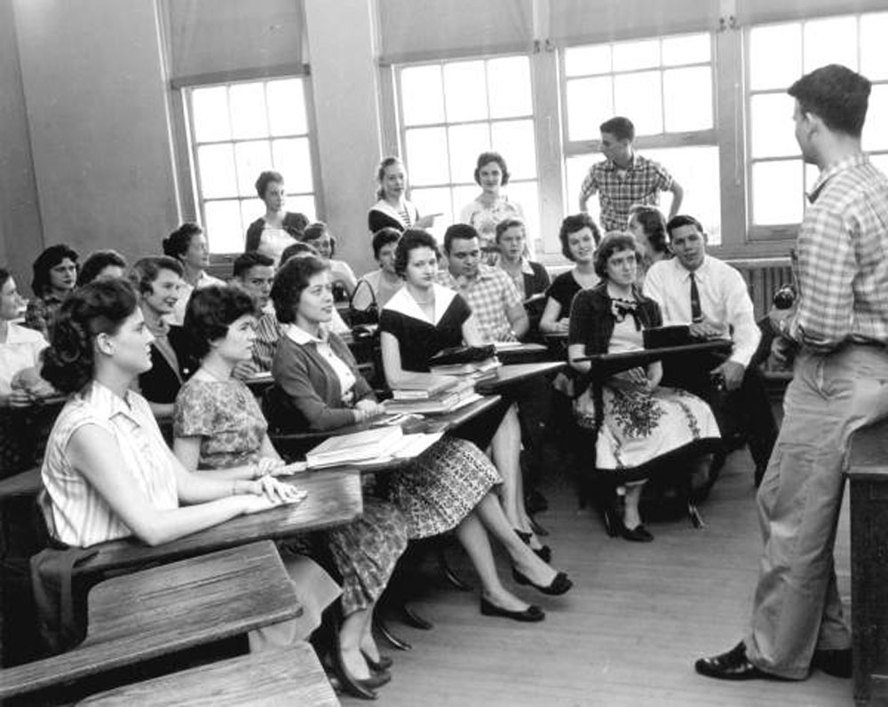 Classroom at Andrew Jackson High School, Jacksonville, 1959, via State Library and Archives of Florida.