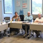Some of the members of the Industrial Authority Board at a previous meeting. From left, Shawn Rhoto, County Commissioner Pam Richardson, the commission's liaison on the board, Chair Ray Ricchi, Bruce Parker and Don Turlington. (© FlaglerLive)