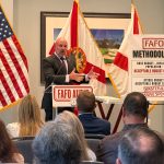 Blaise Ingoglia, Florida’s chief financial officer, excoriated a room full of Flagler County government officials this afternoon at the Club at Hammock Beach, (© FlaglerLive)