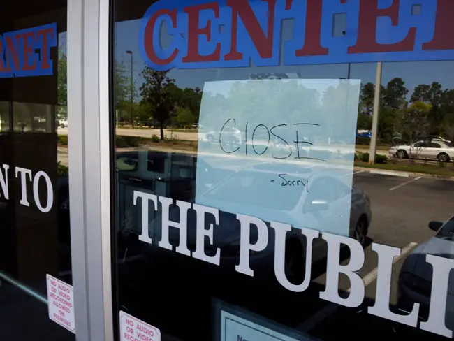 In Palm Coast, several Internet cafes pre-empted the Legislature's ban by closing ahead of time. (© FlaglerLive)
