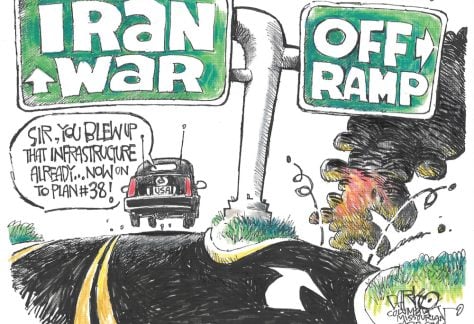 Iran war off ramp by John Darkow, Columbia Missourian