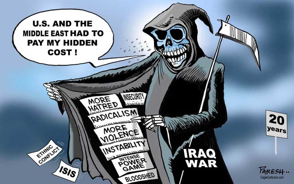 Iraq's hidden costs, Paresh Nath, politicalcartoons.com