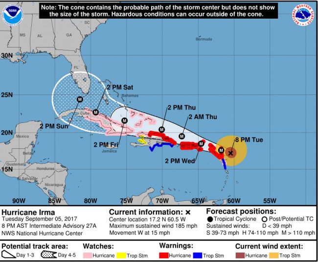 irma track 8 p.m. sept. 5