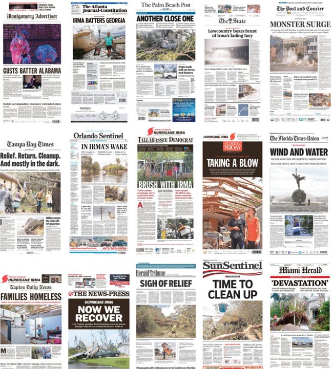 Irma's front pages.