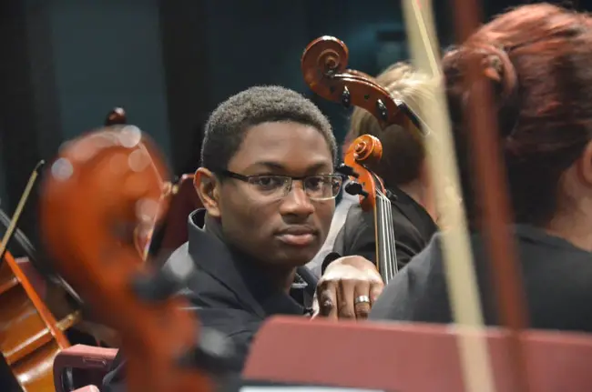 Isaac Summers is one of the many star musicians performing in the Flagler Youth Orchestra's Take a Bow Concert, the final con cert of the season, at the Flagler Auditorium this evening. See below. (© FlaglerLive)