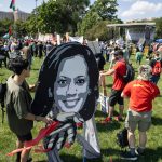 Pro-Palestinian protesters prepare to march in Union Park in Chicago before the start of the Democratic National Convention