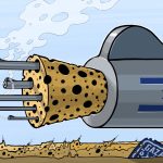 Ceasefire Violations Gaza War Gun Cork by Emad Hajjaj, Alaraby Aljadeed newspaper , London