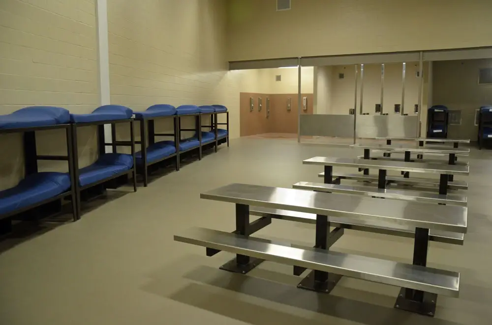 The Flagler County jail was not built for social distancing. (© FlaglerLive)