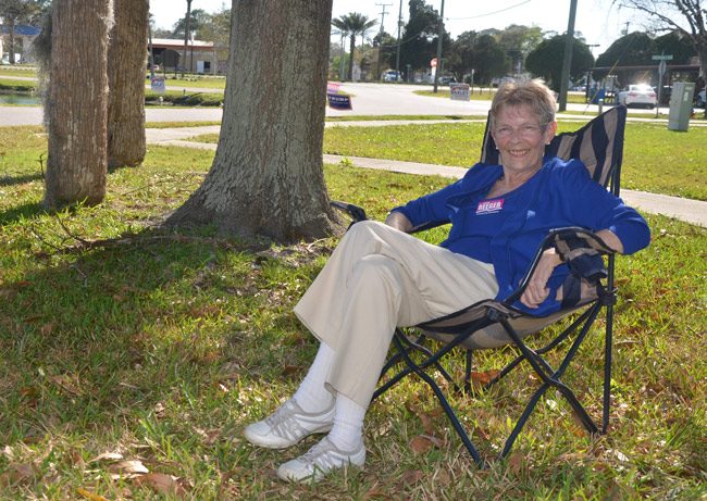 Jan Reeger, a member of the Bunnell Planning and Zoning Appeals board who led the opposition against the city's marijuana dispensary ban when the board discussed the issue last month, and voted unanimously against a ban. But the Bunnell City Commission ignored the vote and unanimously approved the ban Monday evening. (© FlaglerLive)