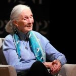 Jane Goodall appears on stage at 92NY in New York on Oct. 1, 2023.