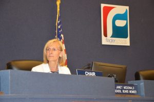 Janet McDonald chairs the school board. (© FlaglerLive)