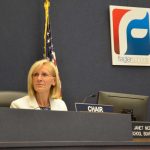 School Board Chair Janet McDonald says she had asked for an invocation to be placed on the agenda prior to the August meeting. School Board Attorney Kristy Gavin and Superintendent Jim Tager said she had not asked them. (© FlaglerLive)