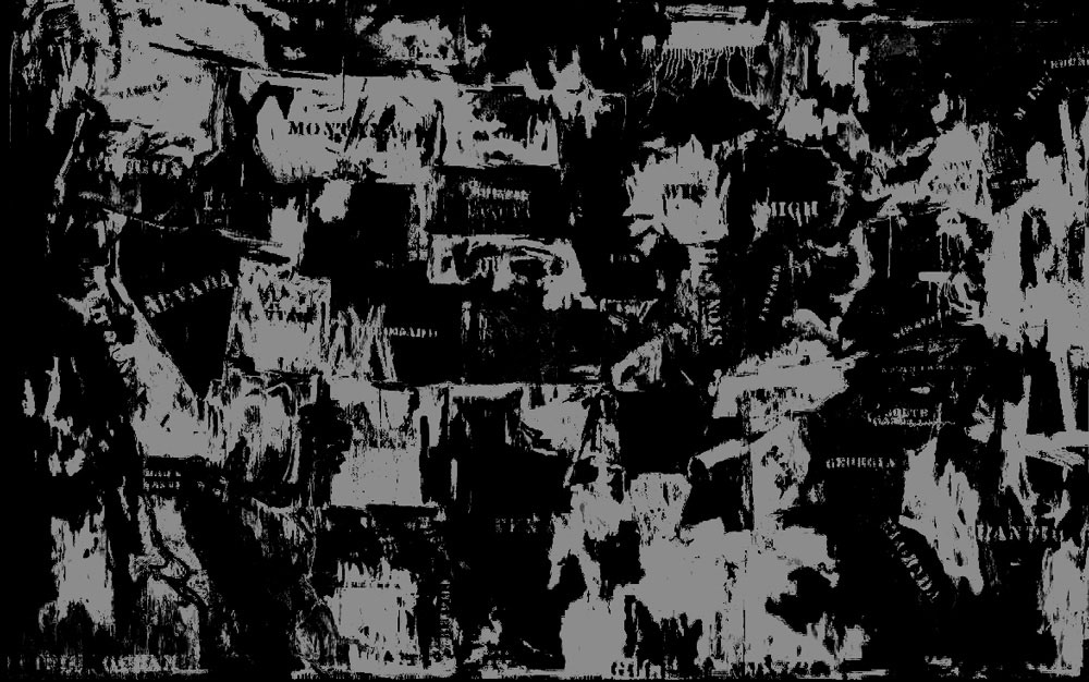 Jasper Johns's 1961 "Map" reimagined for 2026. (© FlaglerLive with apologies to Jasper Johns)