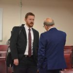 Palm Coast attorney Jay Livingston, seen here speaking with County Attorney Al Hadeed in 2019.