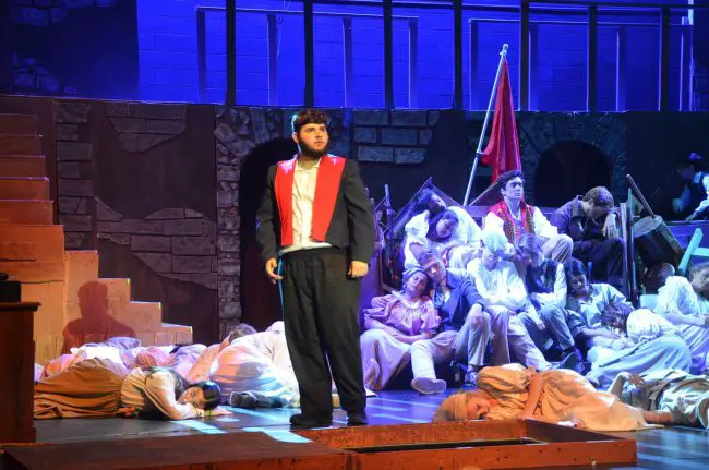 Nick Aiello as Jean Valjean in FPC's production of 'Les Miserables,' opening tonight at the Flagler Auditorium. (© FlaglerLive)