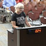 Jeanie Duarte addressing the council this morning. (© FlaglerLive via Palm Coast YouTube)