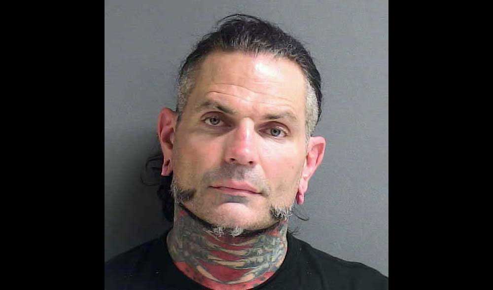 pro wrestler Jeff Hardy in his booking photo at the Volusia Branch jail. 